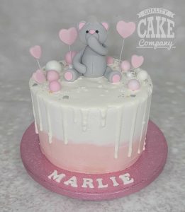pink grey bear cute drip cake - Tamworth