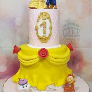 two tier beauty and beast inspired childs birthday cake - Tamworth
