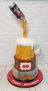 Three-tier beer pouring illusion cake - Tamworth