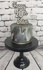 black and gold marble modern male birthday cake - Tamworth