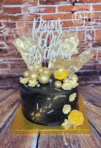black and gold modern 60th birthday cake - Tamworth