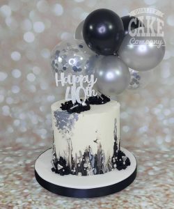 black and silver modern buttercream balloon topper - Tamworth