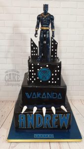 three-tier wakanda black panther theme cake - tamworth