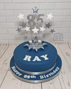 navy and silver starburst 85th birthday cake - tamworth