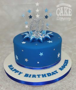 bright blue starburst 60th birthday cake - Tamworth