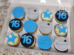 16th birthday blue silver cupcakes - Tamworth