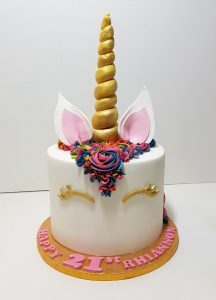 bright unicorn head birthday cake - Tamworth