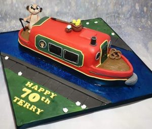 Canal boat with meerkat birthday cake - tamworth