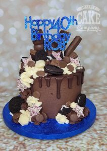 double chocolate drip 40th birthday cake touch of blue - tamworth