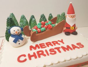 Christmas cake scene santa sleigh - tamworth