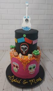 two tier Coco film day of the dead theme cake - Tamworth