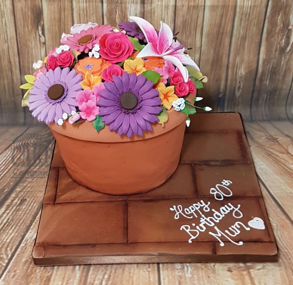 colourful flower pot novelty cake - Tamworth