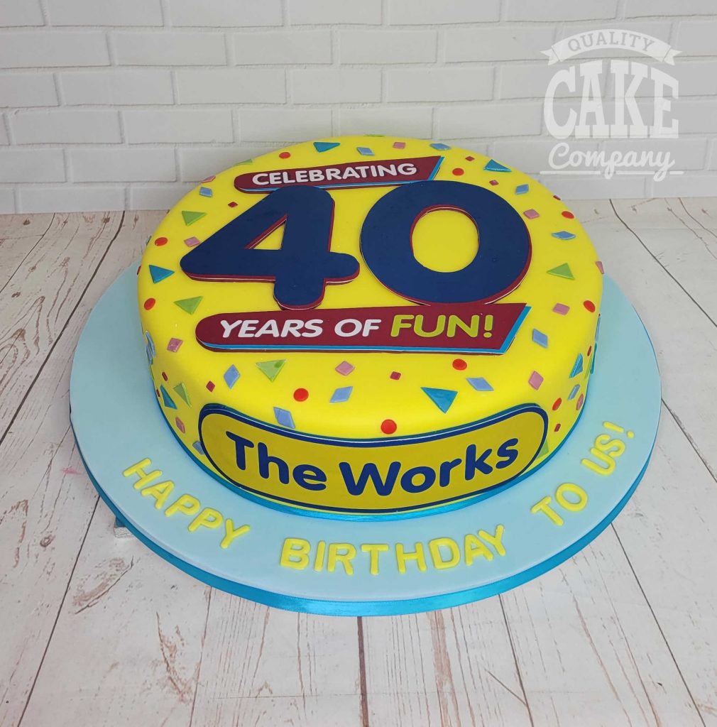 large corporate event cake the Works 40 years - Tamworth west midlands