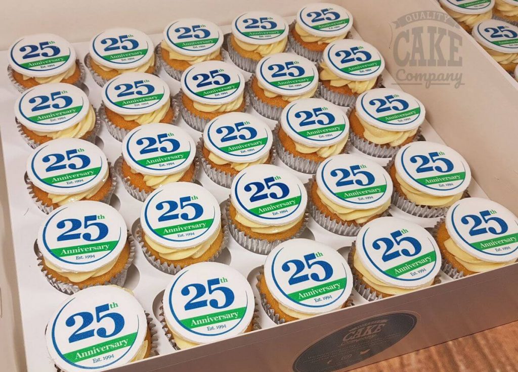 corporate logo cupcakes 25th anniversary - Tamworth