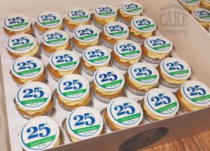 corporate logo cupcakes 25th anniversary - Tamworth