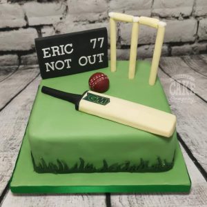 cricket bat and stumps cake - Tamworth