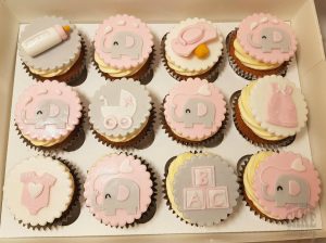 pink and grey baby shower cupcakes - Tamworth