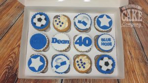 blue and white football theme cupcakes - Tamworth