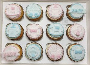 baby shower pink and blue baby theme cupcakes - Tamworth