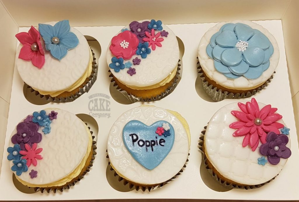 pretty floral pink blue cupcakes - Tamworth