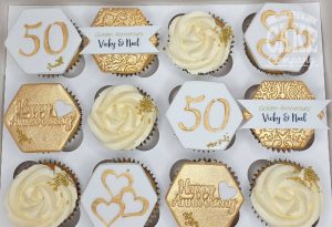 golden 50th anniversary cupcakes - Tamworth