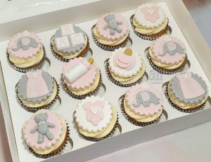baby shower cupcakes pink and grey - tamworth