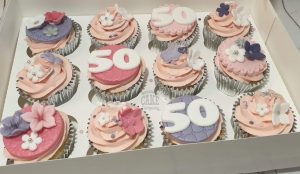 pink 50th birthday cupcakes - tamworth