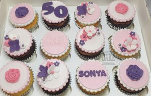 pink and purple floral cupcakes - Tamworth