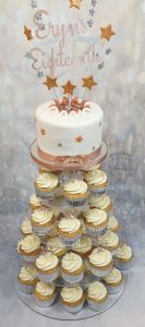 cake and cupcake tower rose gold 18th - Tamworth