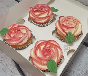 two tone pink rose swirl cupcakes gift box - Tamworth