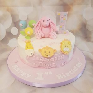 pastel pink bunny first birthday cake - Tamworth