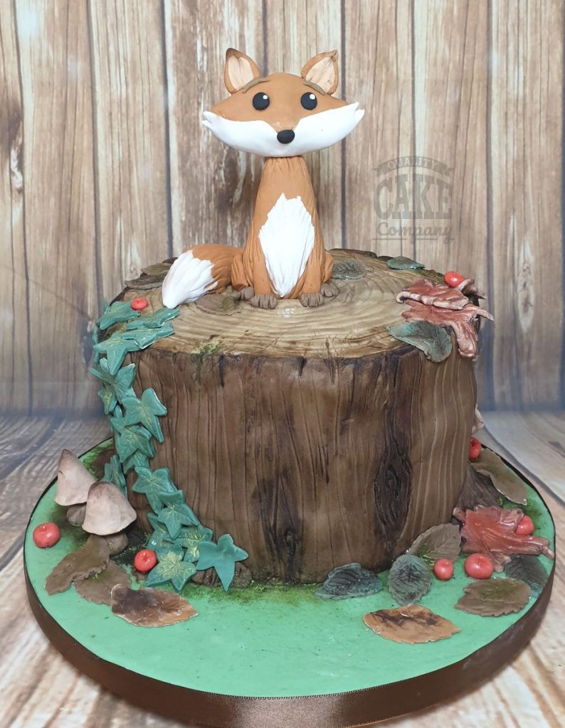 cute fox on a log birthday cake - Tamworth