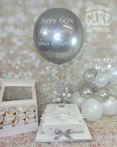 60th anniversary cake cupcakes and balloon - tamworth