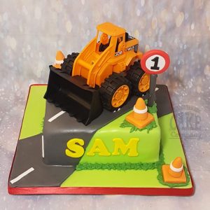 Large digger road scene birthday cake - tamworth
