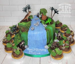 dinosaur cake and matching cupcakes - tamworth