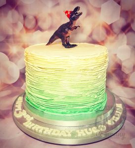 Dinosaur ruffle birthday cake - tamworth