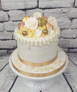 elegant white and gold drip cake - Tamworth