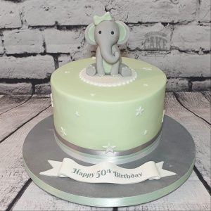 Elephant mint green birthday cake - Tamworth