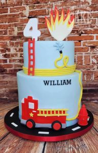 two tier fire engine children's birthday cake - Tamworth