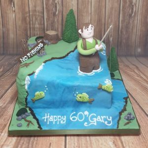 wading fisherman birthday cake - Tamworth