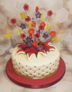 bright quilted floral birthday cake - Tamworth