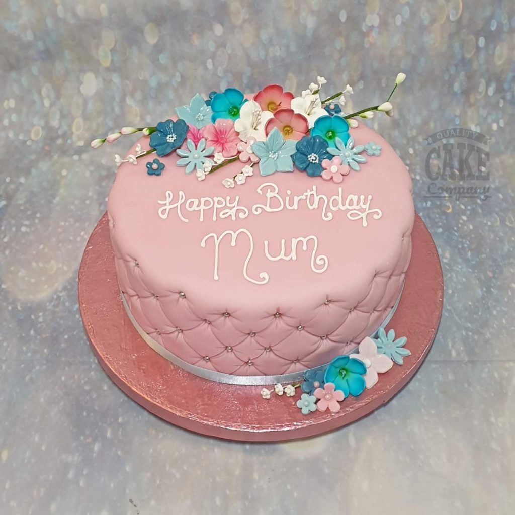 pink and blue floral quilted birthday cake - Tamworth