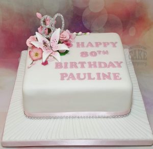 80th birthday floral cake - Tamworth