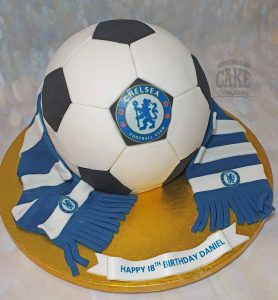 football shape birthday cake with scarf - Tamworth