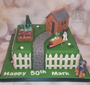garden theme birthday cake with shed - Tamworth