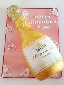 gold prosecco bottle novelty birthday cake - tamworth