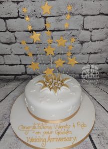 large starburst golden anniversary cake - Tamworth