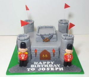 grey square castle birthday cake - tamworth