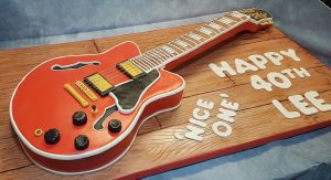 large novelty guitar shaped cake - Tamworth