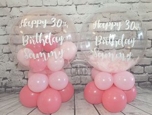 20inch bubble table displays mini balloon and confetti pinks - Tamworth